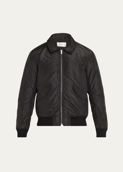 Saint Laurent Men's Taffeta Shirt-collar Bomber Jacket In Nero