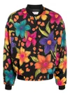 Saint Laurent Embellished Floral-print Crepe Bomber Jacket In Multiple Colors