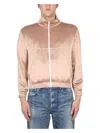 Saint Laurent Organic Silk Satin Jacket Pockets In Beige