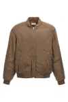 Saint Laurent Twill Teddy Bomber Jacket In Green
