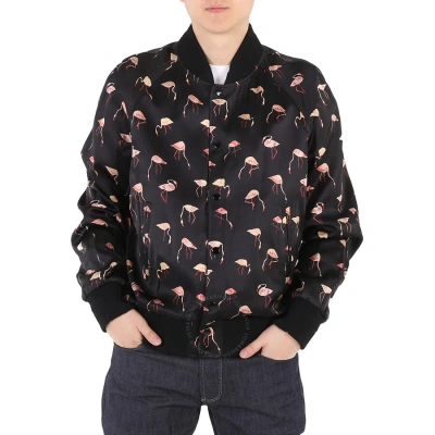Saint Laurent Men's Teddy Jacket In Black And Pink Flamingo