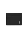 Saint Laurent Tiny Cassandre Grained Leather Cardholder In Black