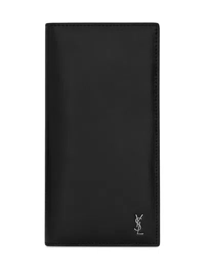 Saint Laurent Men's Tiny Cassandre Continental Wallet In Matte Leather In Black