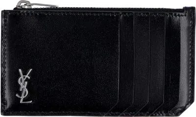 Saint Laurent Men's Tiny Cassandre Logo Plaque Purse In Nero