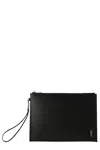 Saint Laurent Mini Leather Monogram Clutch Handbag In Black
