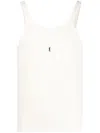 Saint Laurent White Tank Top With Cassandre Detail In Ribbed Cotton Man In White