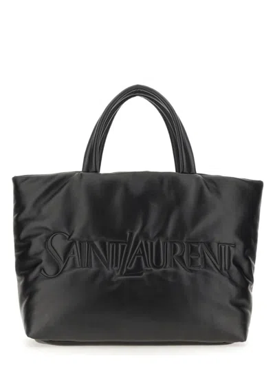 Saint Laurent Men's Tote Bag With Logo In Black