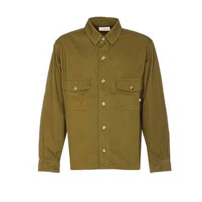 Saint Laurent Men Twill Cotton Overshirt In Green