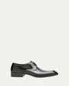 Saint Laurent Men's Vadim 25 Beveled-toe Leather Derby Shoes In Black