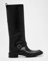 Saint Laurent Men's Vadim Smooth Calfskin Rubber-sole High Boots In Black
