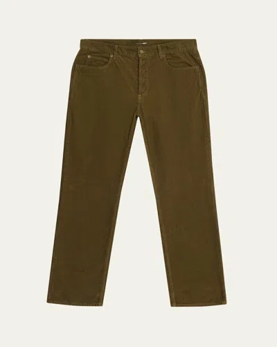 Saint Laurent Men's Vintage Corduroy Straight-leg Jeans In Green