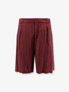 Saint Laurent Men Viscose Shorts With Pinstripe Motif In Burgundy