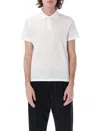 SAINT LAURENT MEN'S WHITE COTTON PIQUÉ POLO SHIRT WITH TONAL LOGO EMBROIDERY BY SAINT LAURENT