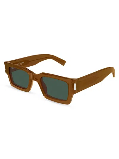 Saint Laurent Men's Wirecore 50mm Square Sunglasses In Brown