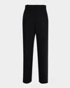 Saint Laurent Men's Wool And Cashmere Straight-leg Pinstripe Pants In Black