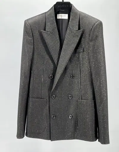 Pre-owned Saint Laurent Men's Wool And Gold Suit In Black