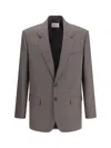 Saint Laurent Wool Blazer Jacket In Gray
