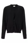 Saint Laurent Wool Cardigan With Long Sleeves And V-neckline In Black