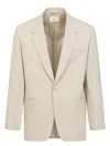 Saint Laurent Single-button Tailored Wool Jacket With Notched Lapels In Nude & Neutrals