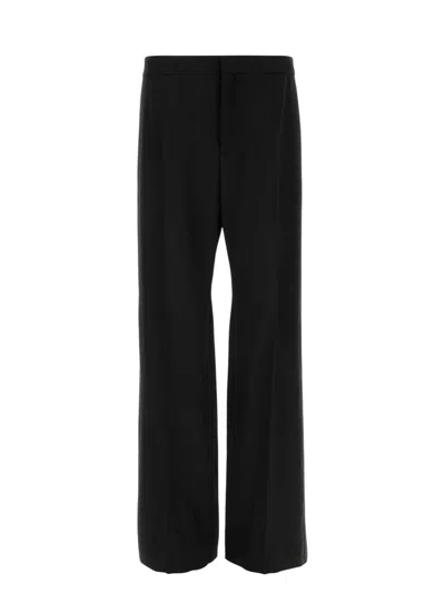 Saint Laurent Wool Trousers With Wide Leg And Crease In Black