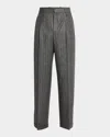 Saint Laurent Men's Wool Relaxed Fit Single-pleated Trousers In Neromulti