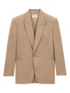 Saint Laurent Wool Gabardine Single-breasted Jacket In Nude