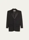 Saint Laurent Black Single-breasted Tuxedo Jacket In Virgin Wool Man In Nero