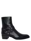 Saint Laurent Wyatt Harness Calf Leather Ankle Boots In Black