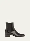 Saint Laurent Leather Wyatt Chelsea Boots In Sparrow Brown