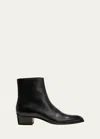 Saint Laurent Men's Wyatt 40 Leather Zip Ankle Boots In 1000 Nero