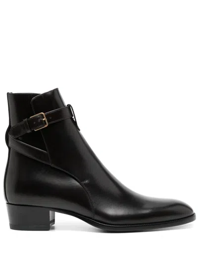 Saint Laurent Men's Wyatt Brown Leather Ankle Boots For Ss24