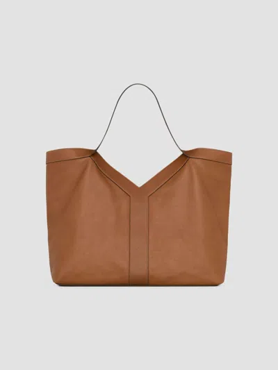 Saint Laurent Men's Y Large Tote Bag In Leather In Brick
