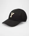 Saint Laurent Cotton 6 Panels Cap With Colle In Black/wht