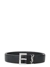 Saint Laurent Cassandre Leather Belt In Black