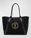 Saint Laurent Rive Gauche Tote Bag In Canvas In Black-gold
