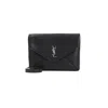 Saint Laurent Rectangular Textured Envelope Flap Clutch Bag In Black