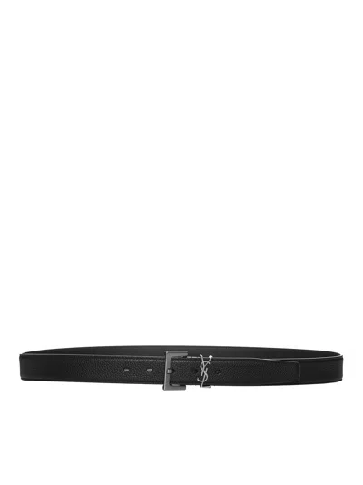 Saint Laurent Men Ysl Logo Leather Belt <br/>