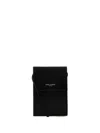 Saint Laurent Man Black Leather Pouch In Black