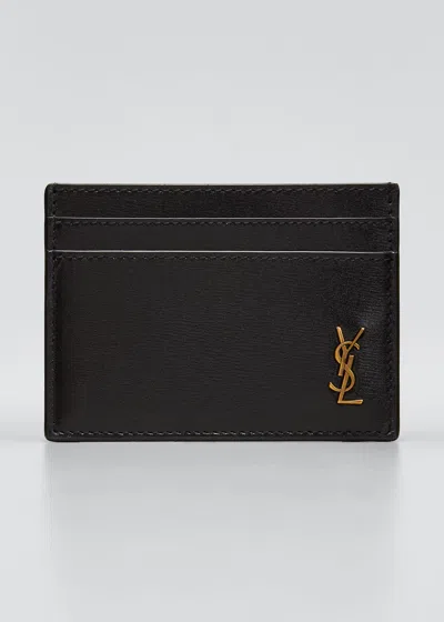 Saint Laurent Men's Ysl Monogram Card Case In Black