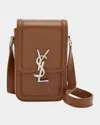 Saint Laurent Men's Ysl Solferino Phone Case Bag In Chestnut
