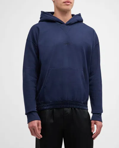 Saint Laurent Men's Ysl Solid Hoodie In Indigo Dk.