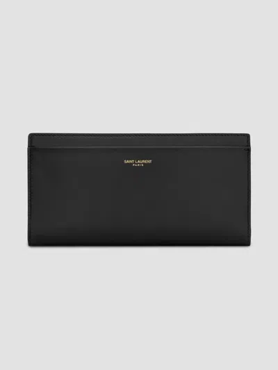 Saint Laurent Men's Zip Wallet In Smooth Leather In Black