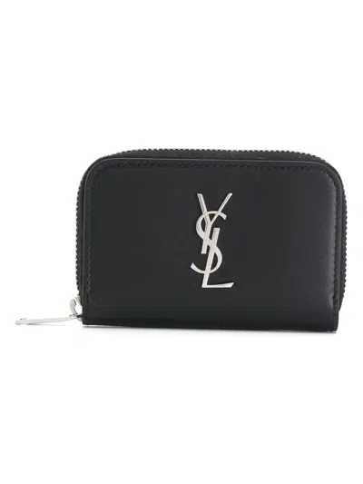 Saint Laurent Men's Zipper Around Wallet In Black