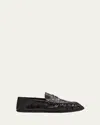 Saint Laurent Le Loafer Moccasins In Shiny Crumpled Leather Scarpe Basse Black In Burnt Brown