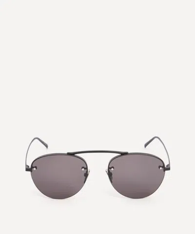 Saint Laurent Mens Round Half-frame Metal Sunglasses