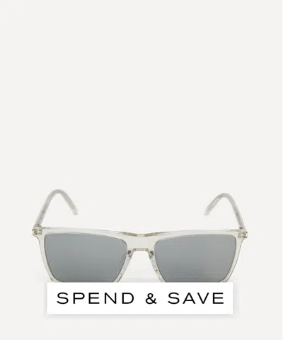 Saint Laurent Mens Square Flat Browline Transparent Sunglasses