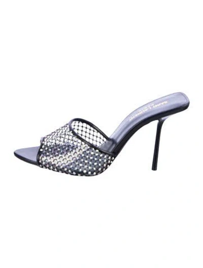 Pre-owned Saint Laurent Mesh Crystal Embellishments Slides In Blue