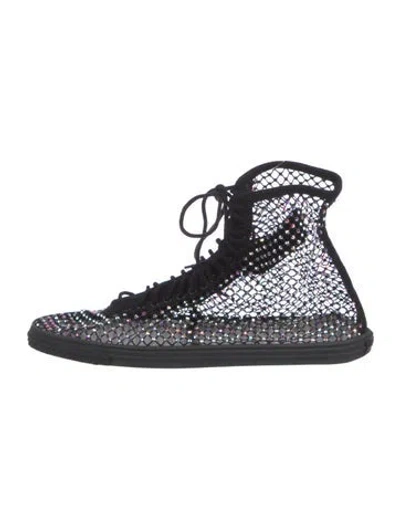 Pre-owned Saint Laurent Mesh Crystal Embellishments Sneakers In Black