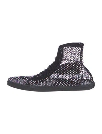 Pre-owned Saint Laurent Mesh Graphic Print Sneakers In Black