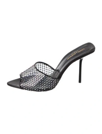 Pre-owned Saint Laurent Mesh Mesh Accents Slides In Black
